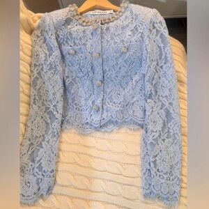 SELF-PORTRAIT BLUE LACE EMBELLISHED TOP, brand new, never worn, no flaws.